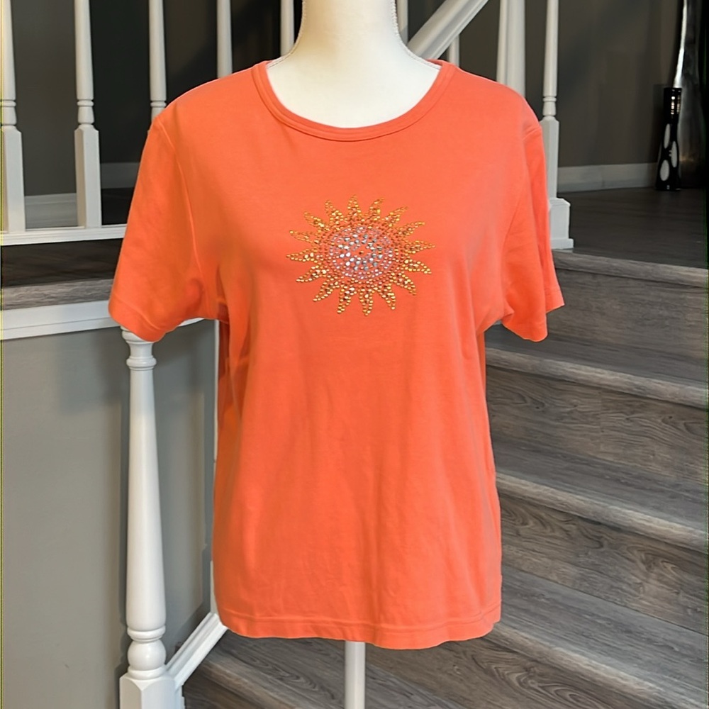 Orange Sunburst Embellished Tee